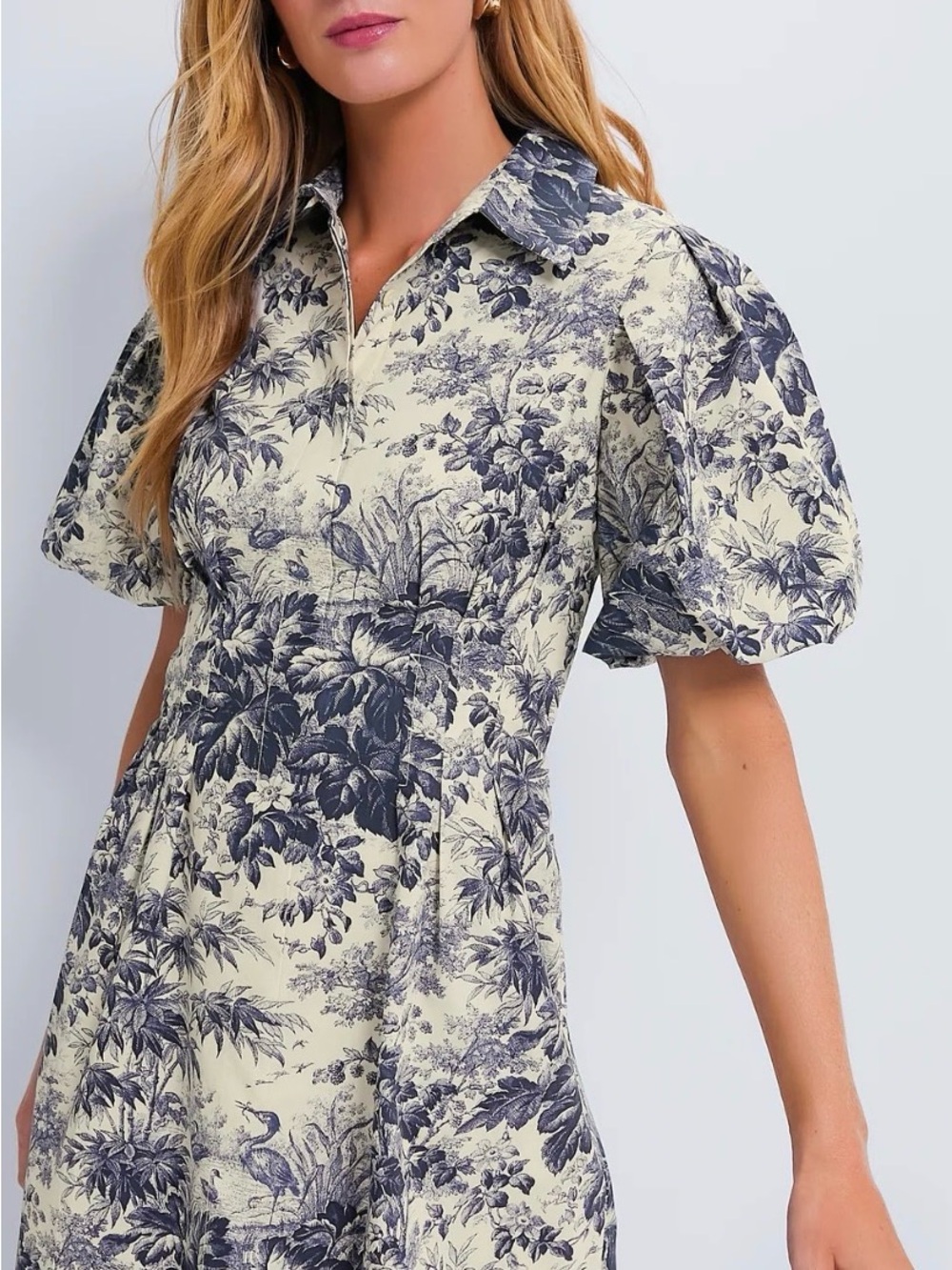 Tuckernuck Cream and Navy Floral Midi Dress